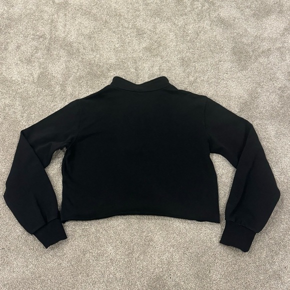 Pam & Gela Black Crop Half Zip Sweatshirt Size Medium Like New 100% Cotton - Picture 4 of 9